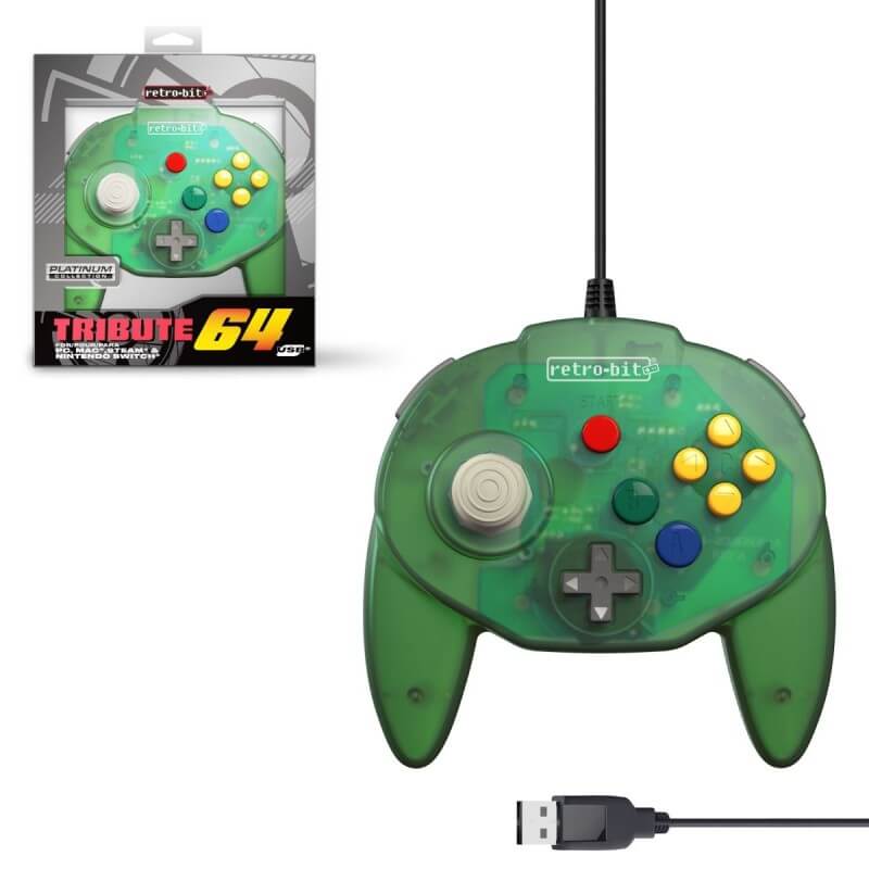 Retro-bit Tribute 64 USB Controller for Switch PC Mac Green-PC/Mac/Android-Pixxelife by INMEDIA