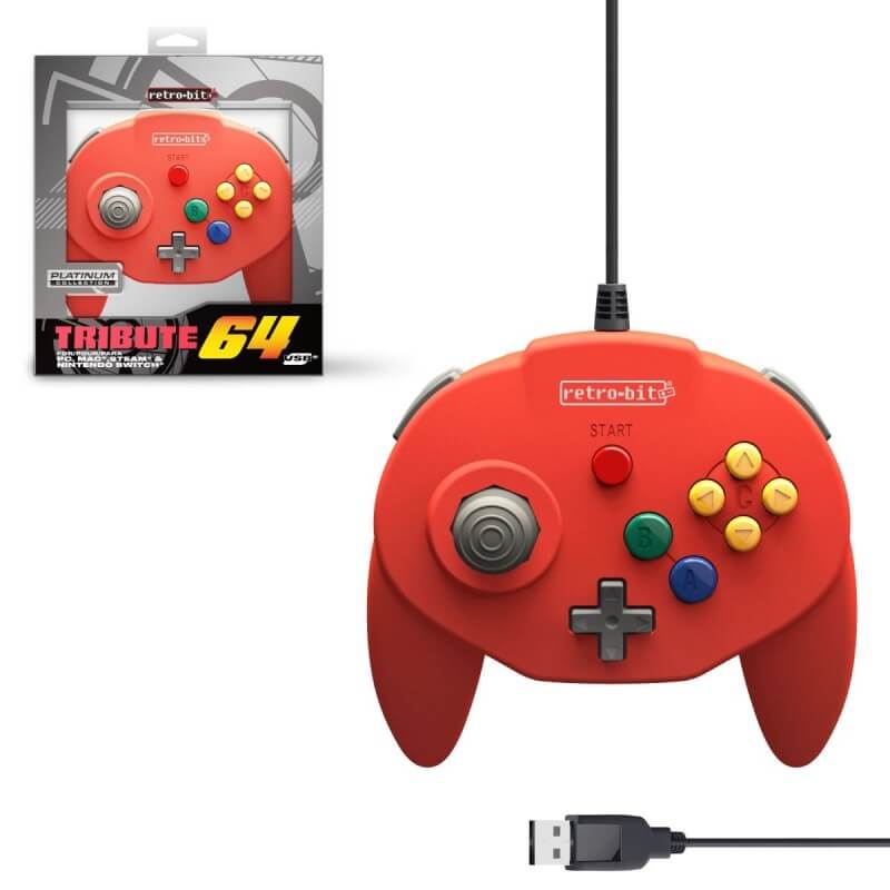 Retro-bit Tribute 64 USB Controller for Switch PC Mac Red-PC/Mac/Android-Pixxelife by INMEDIA