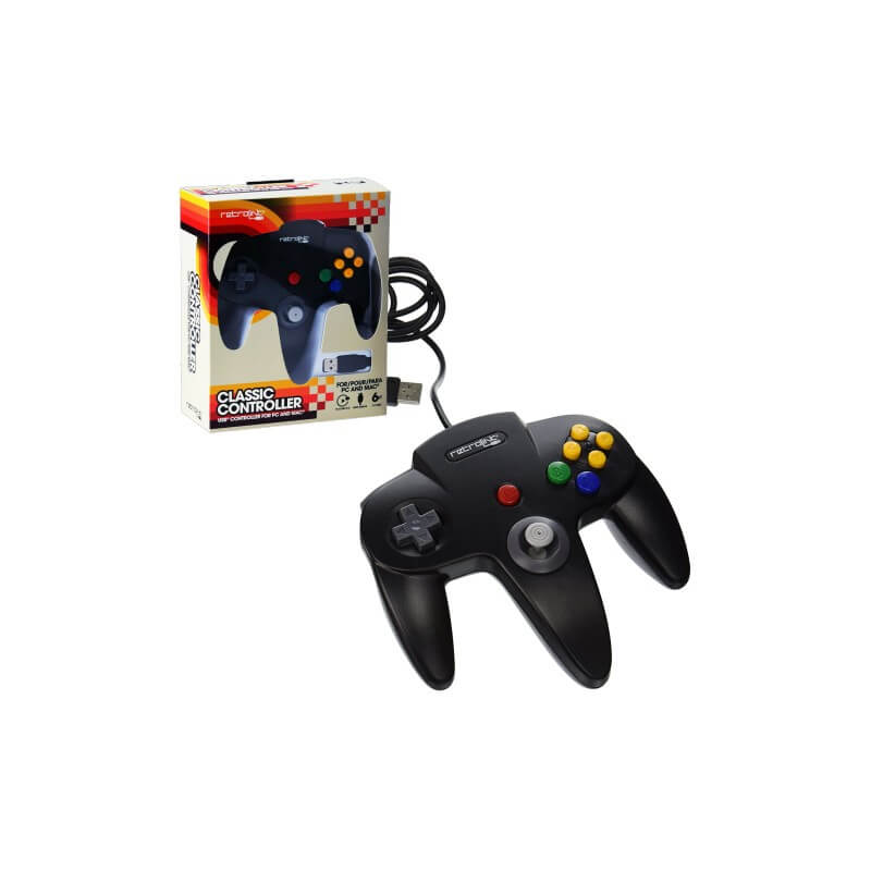 Retrolink Stile Nintendo 64 Controller Classico USB per PC Mac Nero-PC/Mac/Android-Pixxelife by INMEDIA