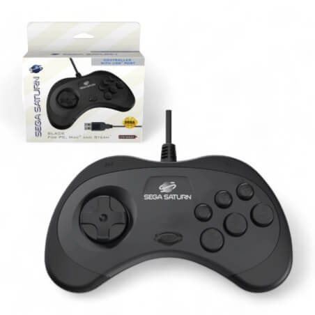 Retro-bit Official SEGA Saturn Control Pad USB for PC Mac Steam Black