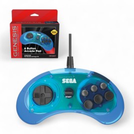 Retro-bit Official SEGA 6-Button Arcade Pad for Mega Drive Blue