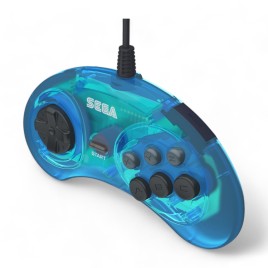 Retro-bit Official SEGA 6-Button Arcade Pad for Mega Drive Blue