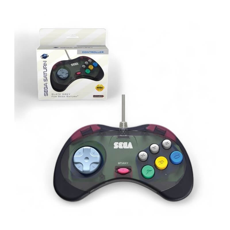 Retro-bit Official SEGA Control Pad per Saturn Grigio Ardesia-Saturn-Pixxelife by INMEDIA