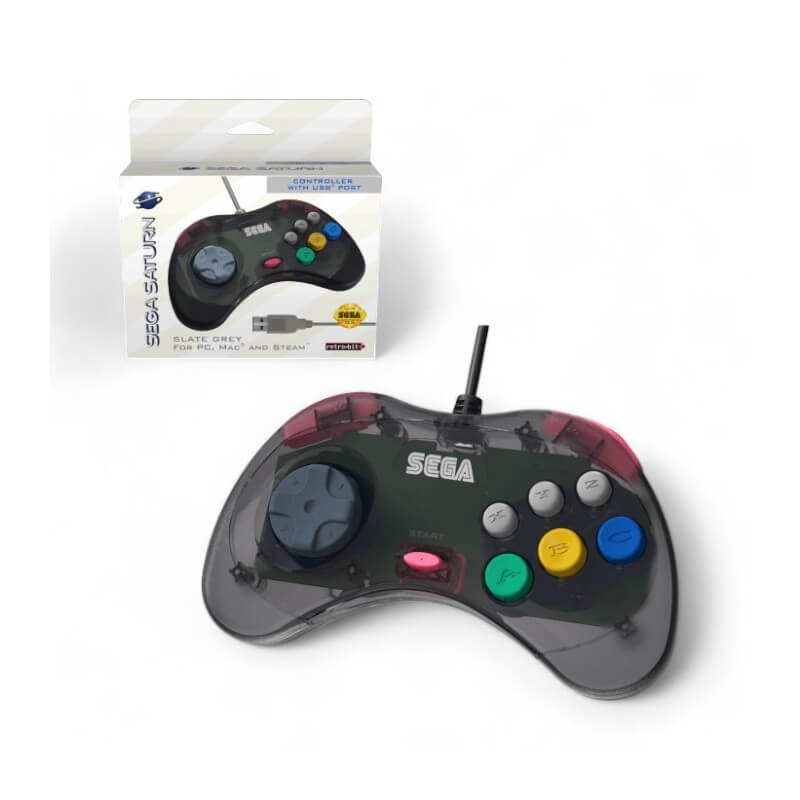 Retro-bit Official SEGA Saturn Control Pad USB for PC Mac Steam Slate Grey-PC/Mac/Android-Pixxelife by INMEDIA