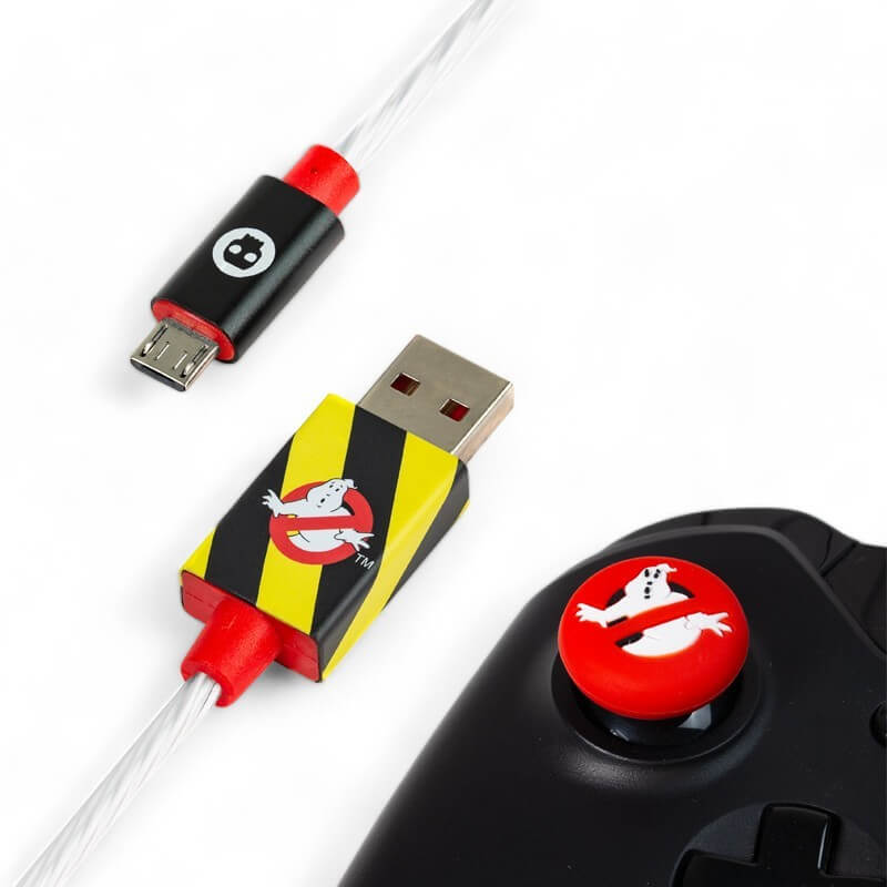 Numskull Cavo Ricarica LED Micro-USB ufficiale Ghostbusters e Grip-PlayStation 4-Pixxelife by INMEDIA