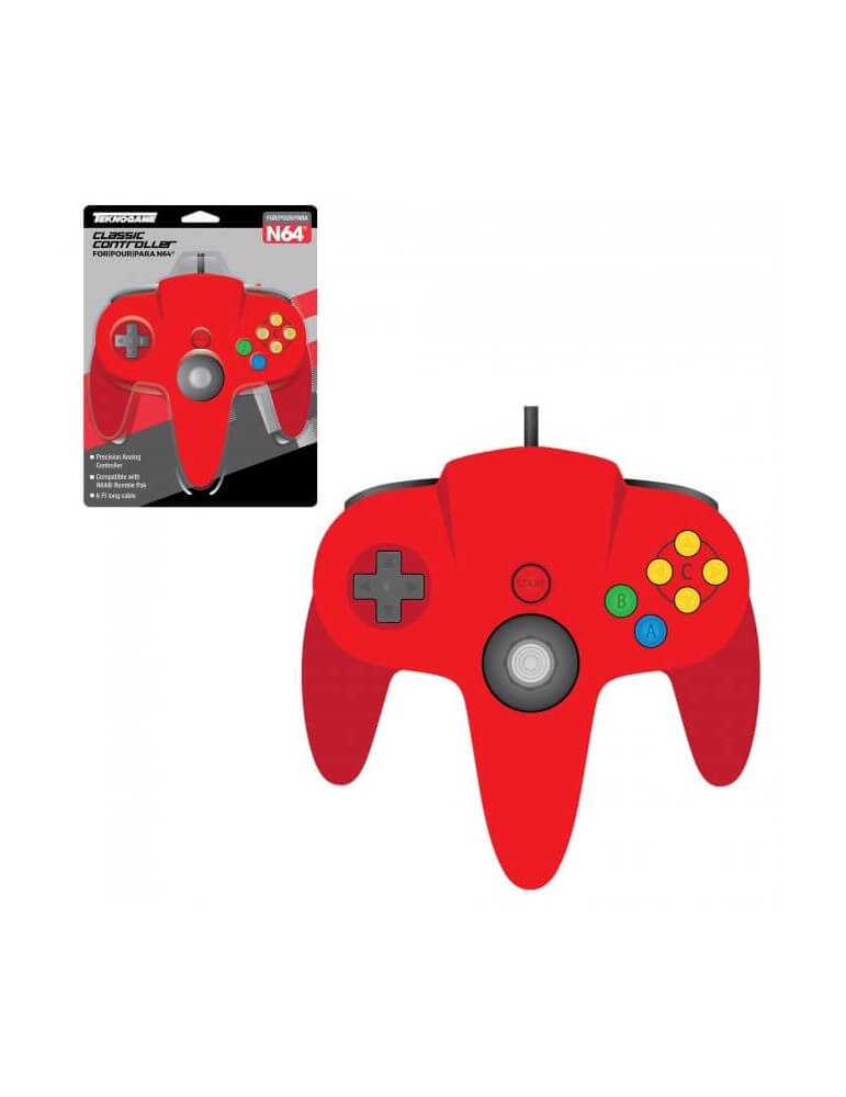 Teknogame Controller Classico per Nintendo 64 Rosso-Nintendo 64-Pixxelife by INMEDIA