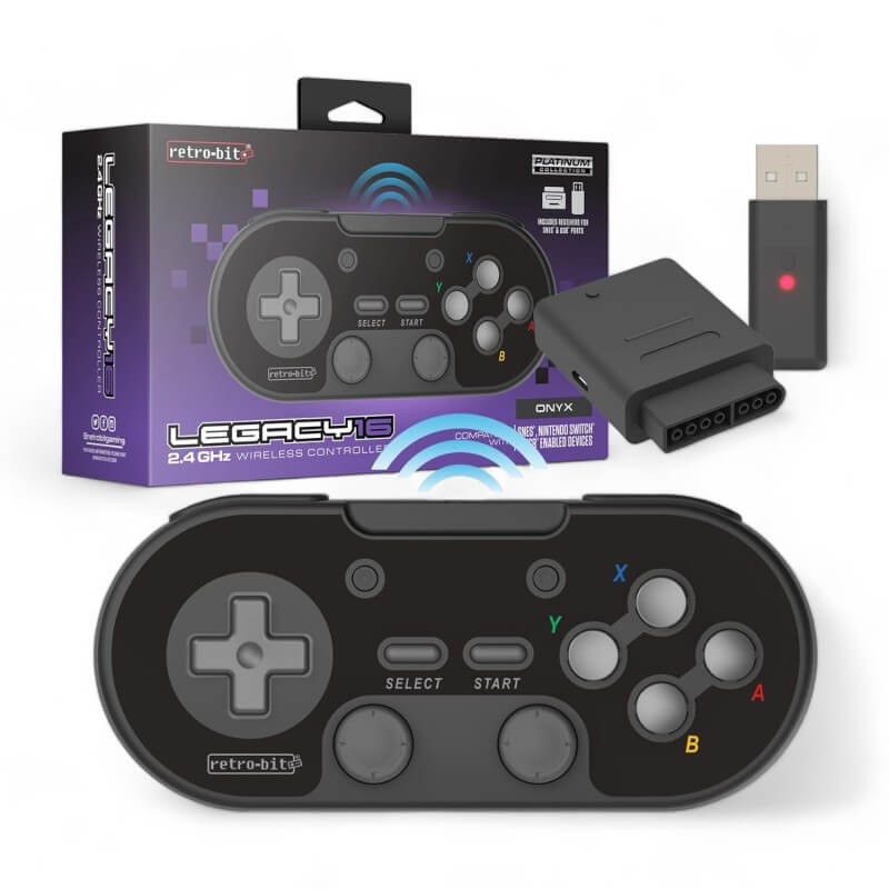 Retro-bit Legacy16 2.4G Wireless Controller Onyx Black-Retrogaming Moderno-Pixxelife by INMEDIA