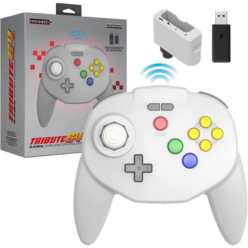 Retro-bit Tribute 64 2.4G Wireless Controller for N64 Switch PC Mac Classic Grey-Nintendo 64-Pixxelife by INMEDIA