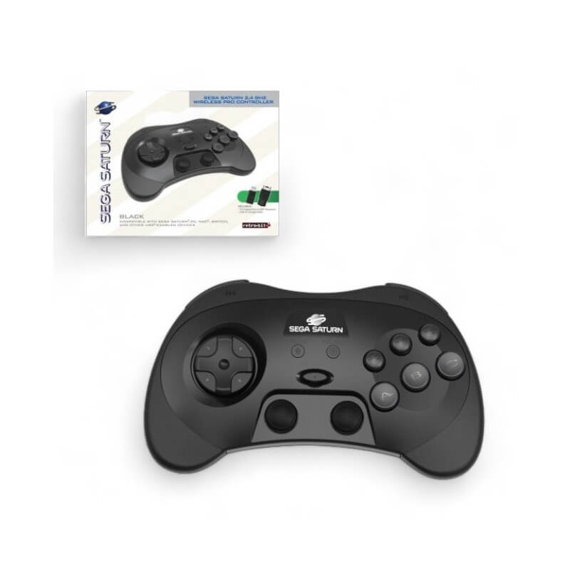 Retro-bit SEGA 2.4G Wireless Pro Controller for Saturn PC Mac Switch Black-Saturn-Pixxelife by INMEDIA