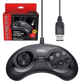 Retro-bit Official SEGA 6-Button Arcade Pad USB for PC Man Steam Black