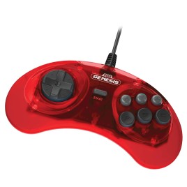 Retro-bit Official SEGA 6-Button Arcade Pad for Mega Drive Mega CD Red