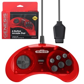 Retro-bit Official SEGA 6-Button Arcade Pad for Mega Sega CD Drive Crimson Red