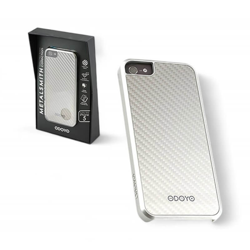 Odoyo METALSMITH Carbon FIber Liminous Silver Case for iPhone 5-Accessories-Pixxelife by INMEDIA