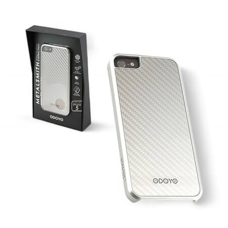 Odoyo METALSMITH Carbon Fiber Liminous Silver Case per iPhone 5